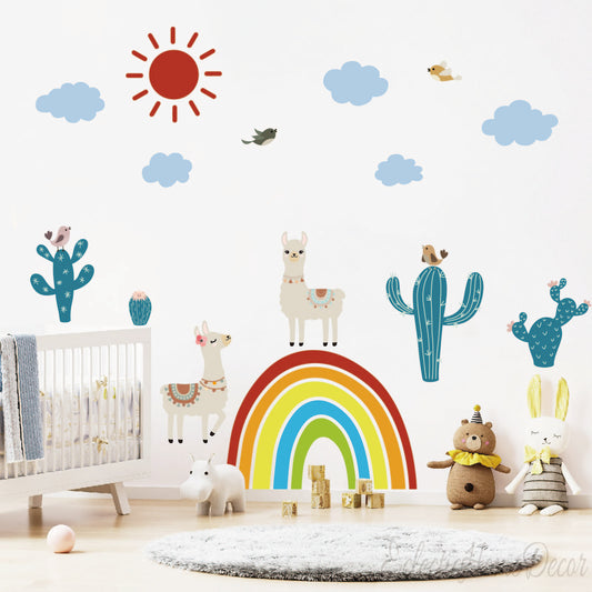 Custom name llama wall stickers animal theme for kids bedroom
