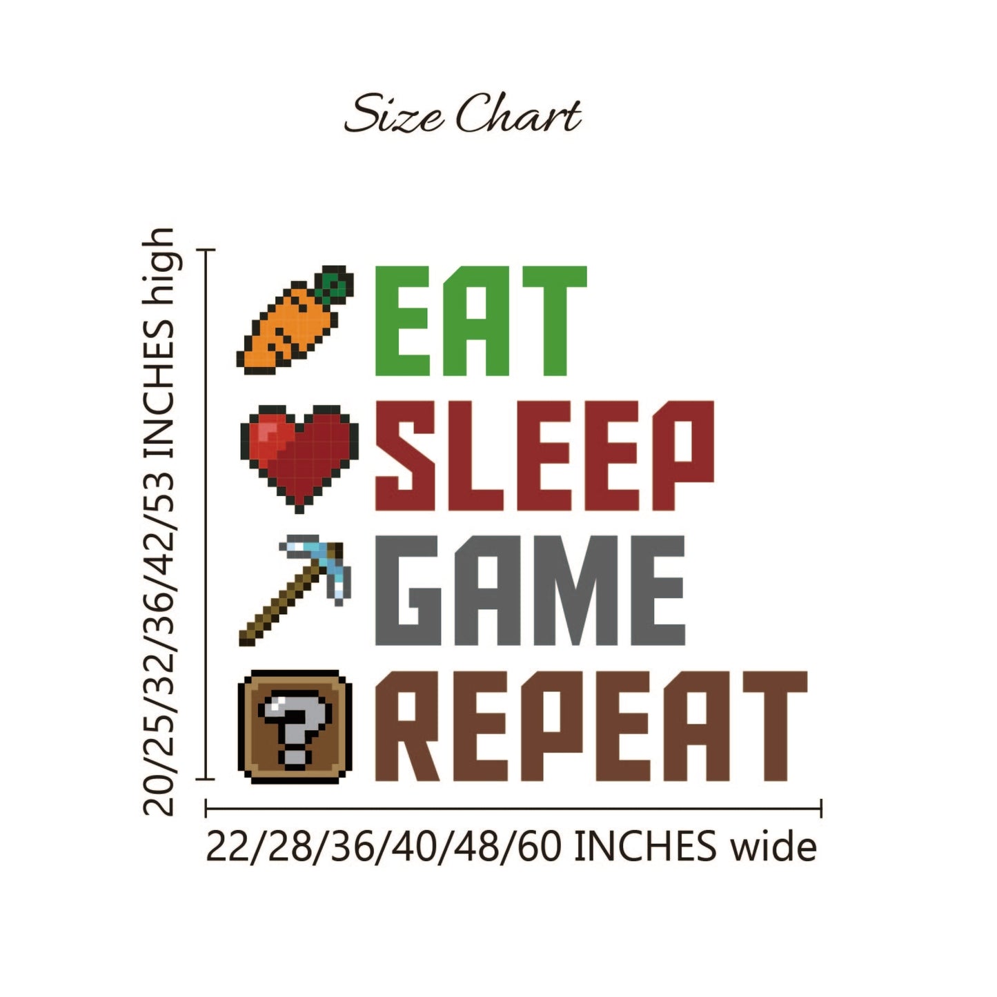 Eat Sleep Game Repeat Wall Decals Vinyl Gaming Room Decor for Boys Bedroom Large Peel and Stick Video Game Wall Stickers for Kids Playroom Nursery and New Apartment Essentials