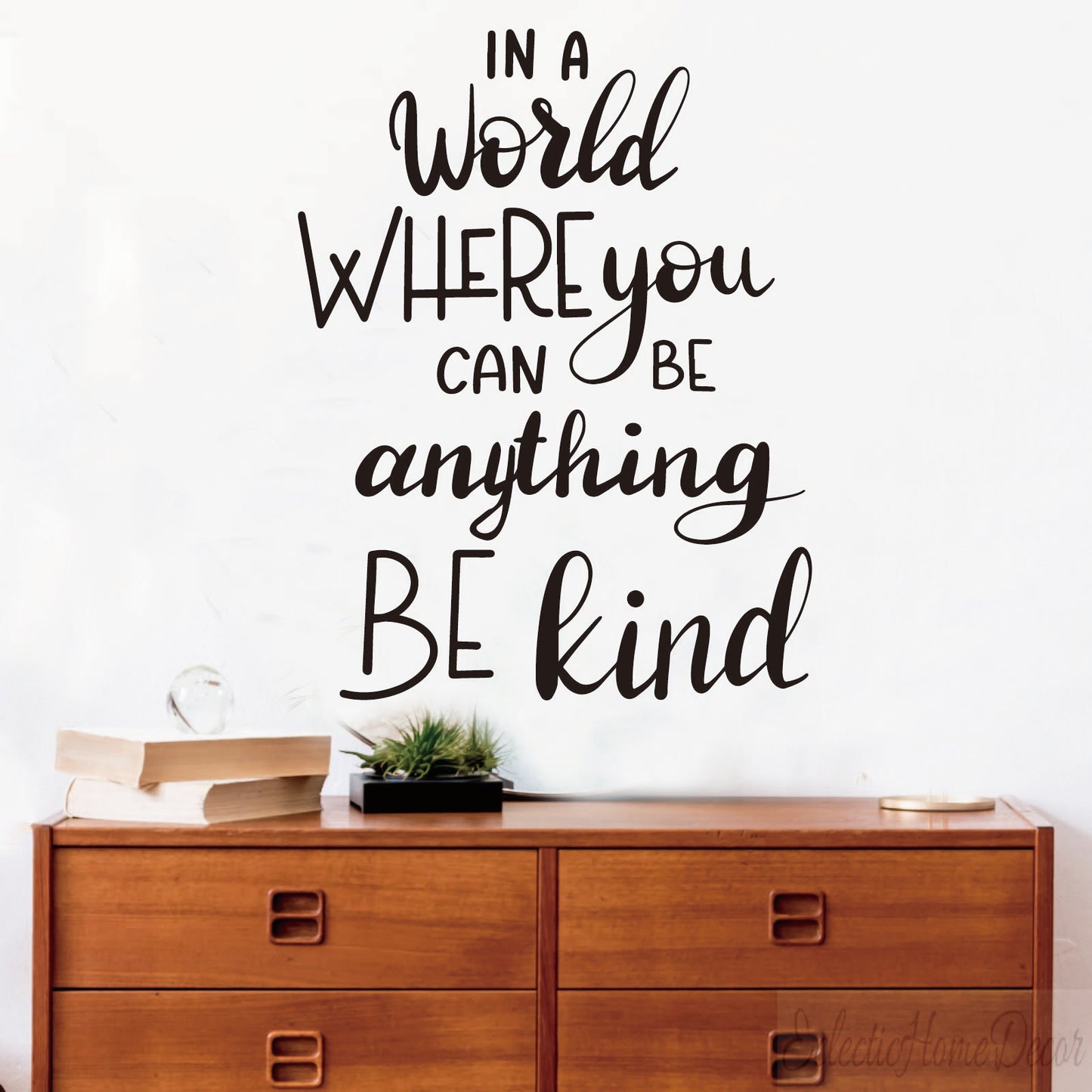 In a World Where You Can Be Anything Be Kind Wall Decal – Boho Kindness Quote Sticker for Kids Room, Nursery, or Playroom – Inspirational Wall Decor for Girls, Boys, and Family Spaces