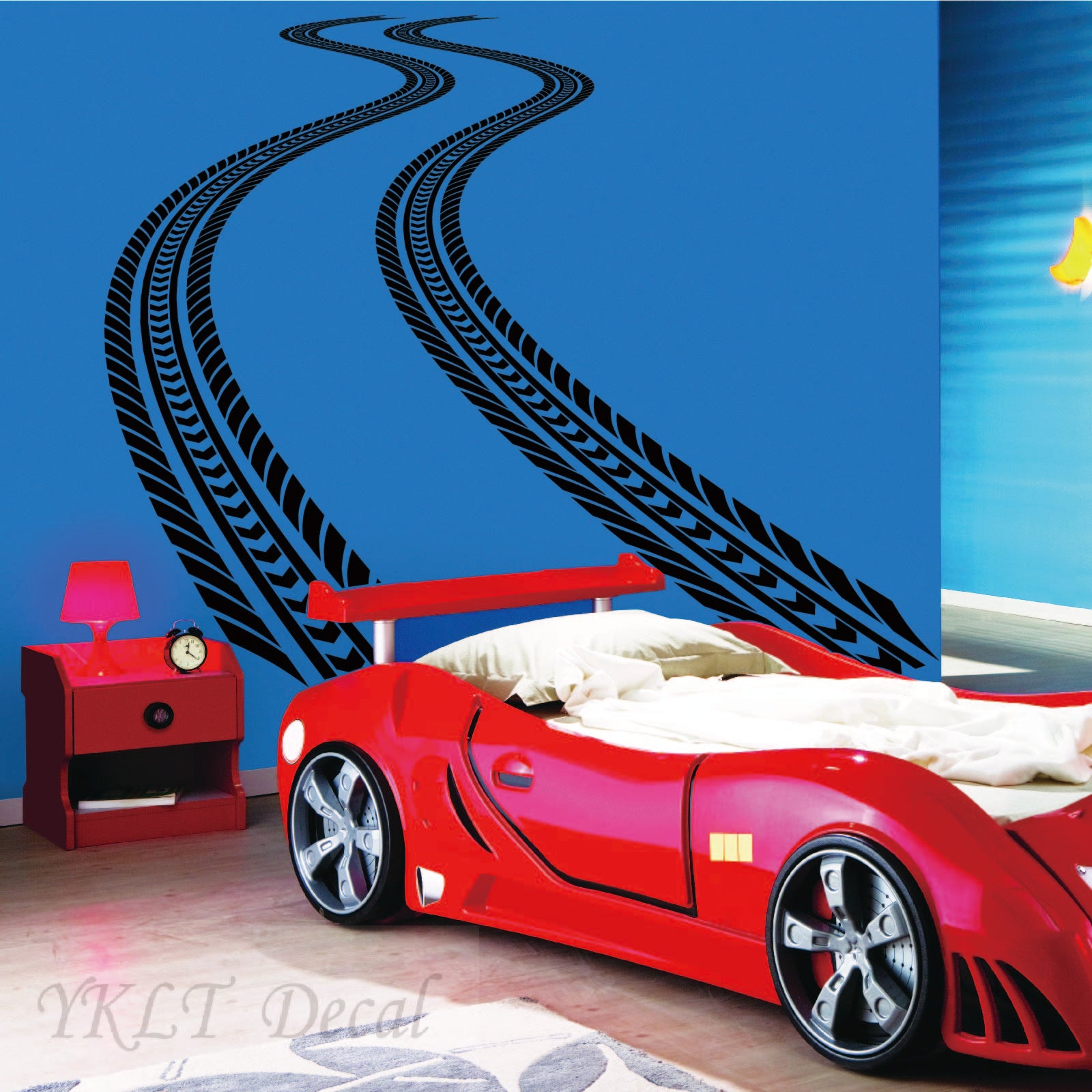 Racing tire tread wall stickers automotive theme for kids playroom
