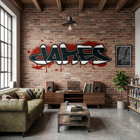 Personalized Graffiti Name Wall Decal Custom Urban Art Vinyl Sticker Colorful Large Script Font for Kids Playroom Nursery and Bedroom Wall Decor
