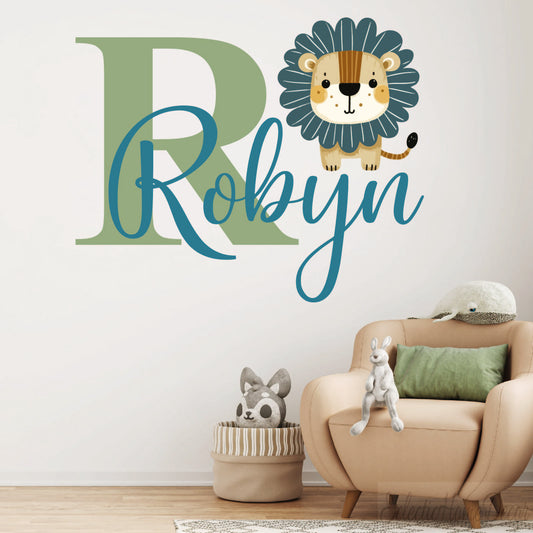 Personalized lion wall decals safari animal custom name for kids nursery
