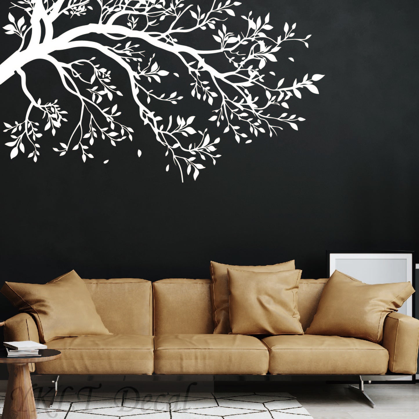 Black tree branch wall decal silhouette for nursery and living room decoration
