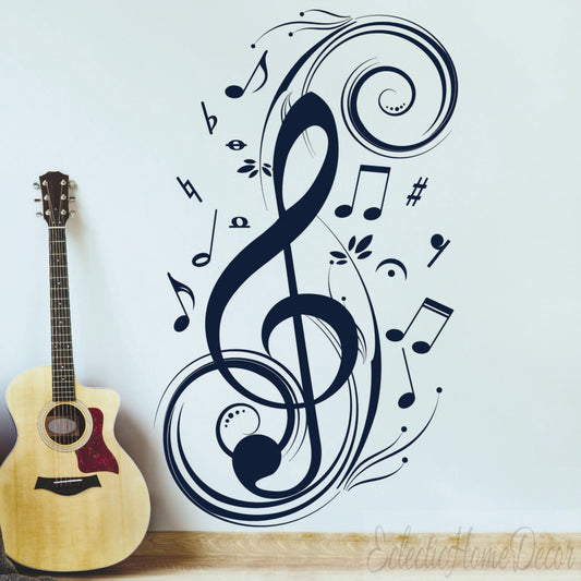 DJ wall art music notes stickers custom colors sizes for living room
