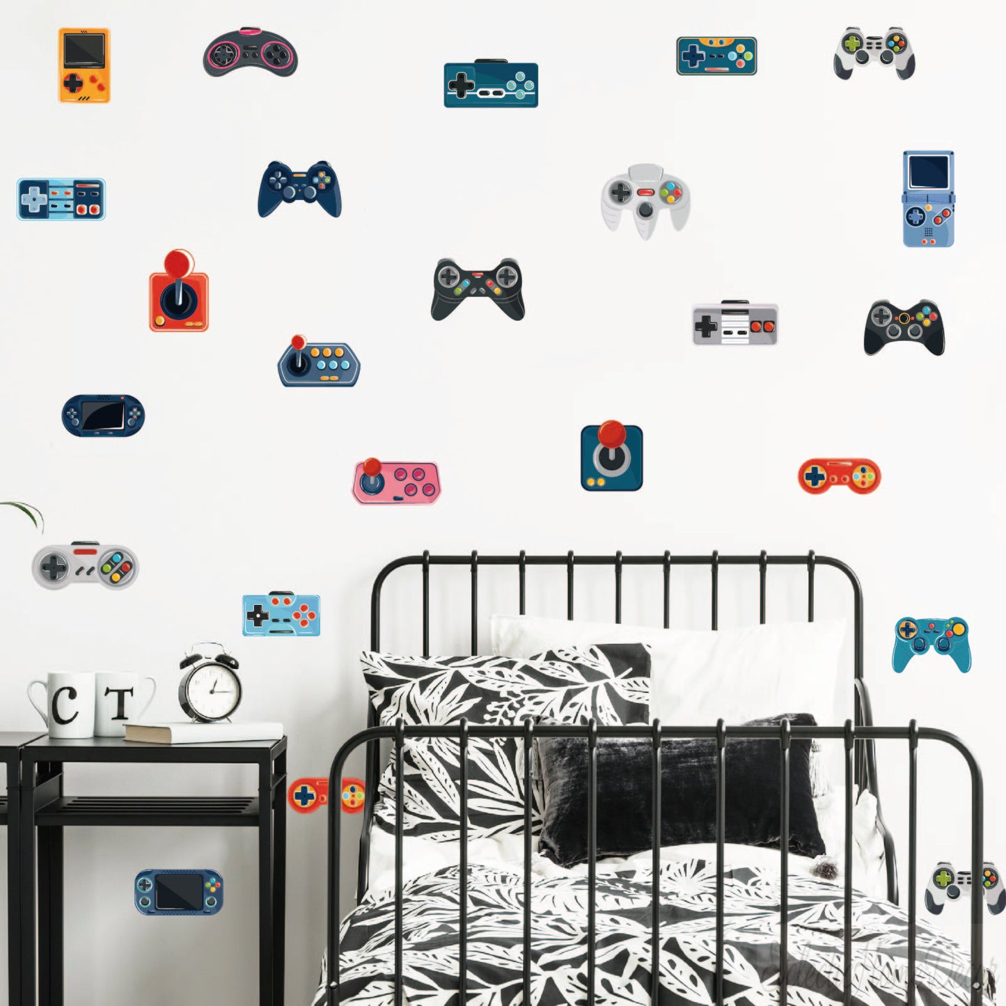 Game Controller Wall Decals - Boys Room Decor Vinyl Video Game Wall Stickers for Nursery Playroom and Apartment Bedroom Decoration