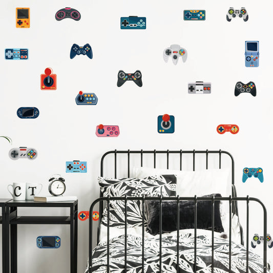 Game Controller Wall Decals - Boys Room Decor Vinyl Video Game Wall Stickers for Nursery Playroom and Apartment Bedroom Decoration