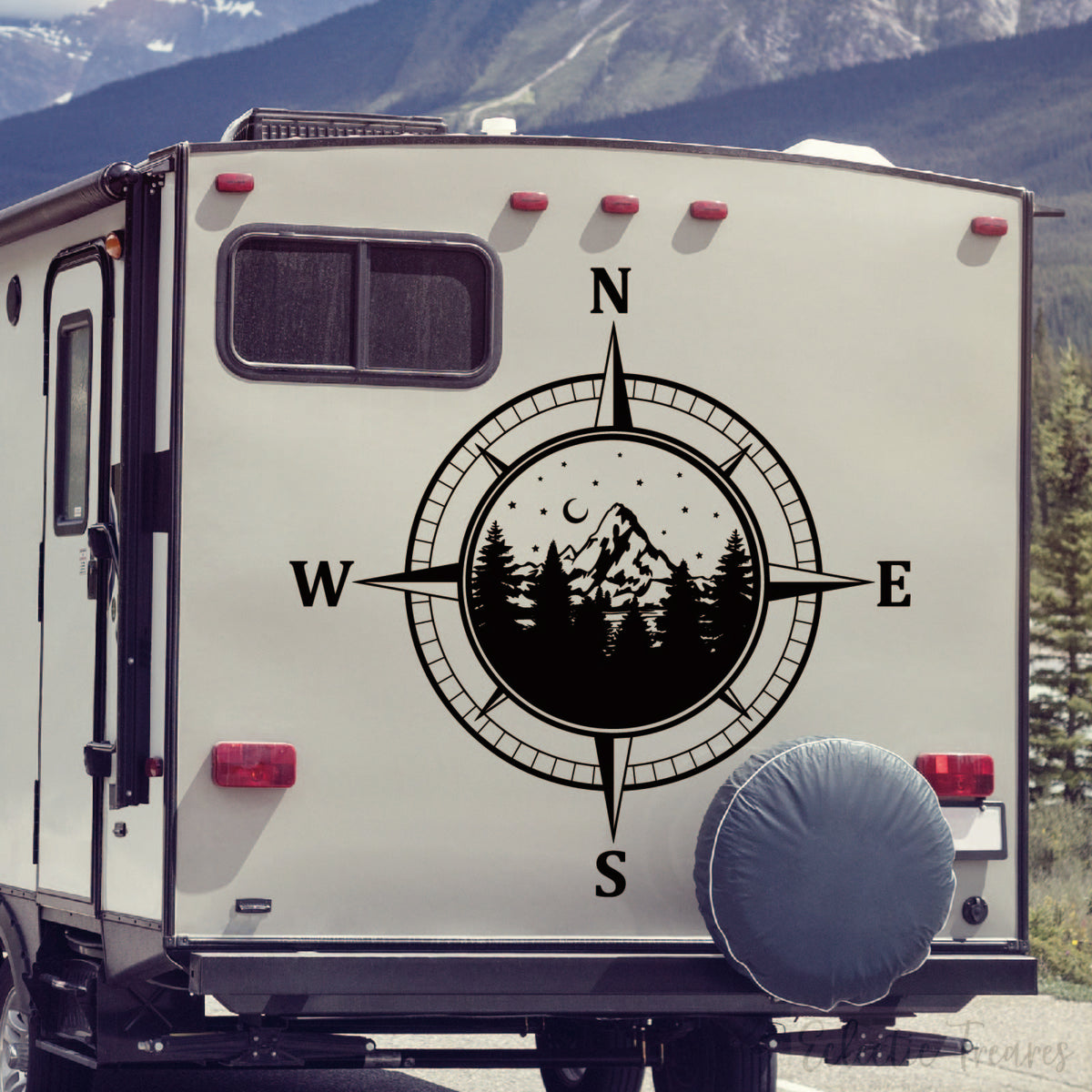 Adventure Compass Mountain Decal for RV, Camper & Car
