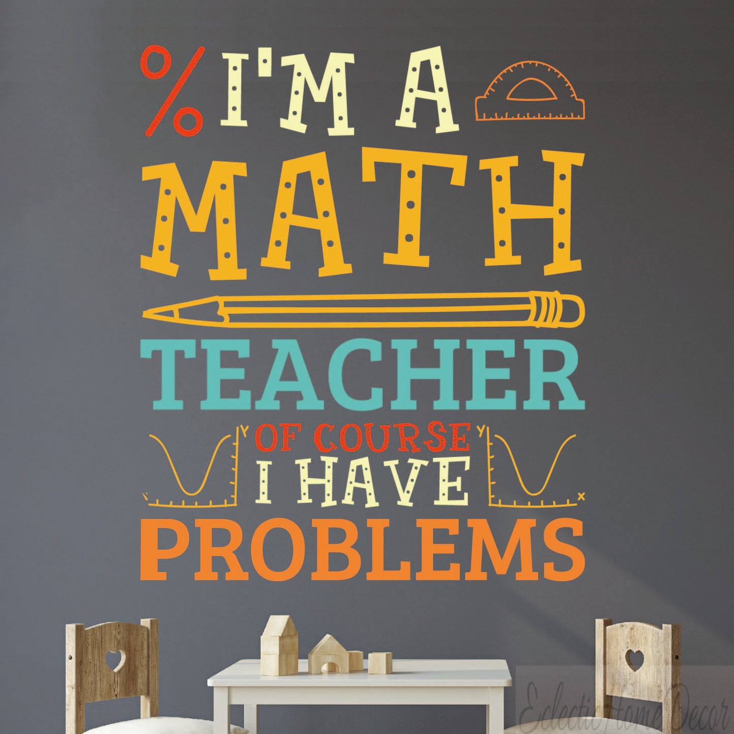 Math wall decals educational vinyl art for classroom school study room
