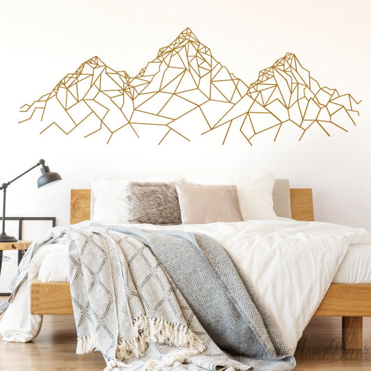 Geometric Mountain Wall Decals - Modern Line Art Vinyl Stickers