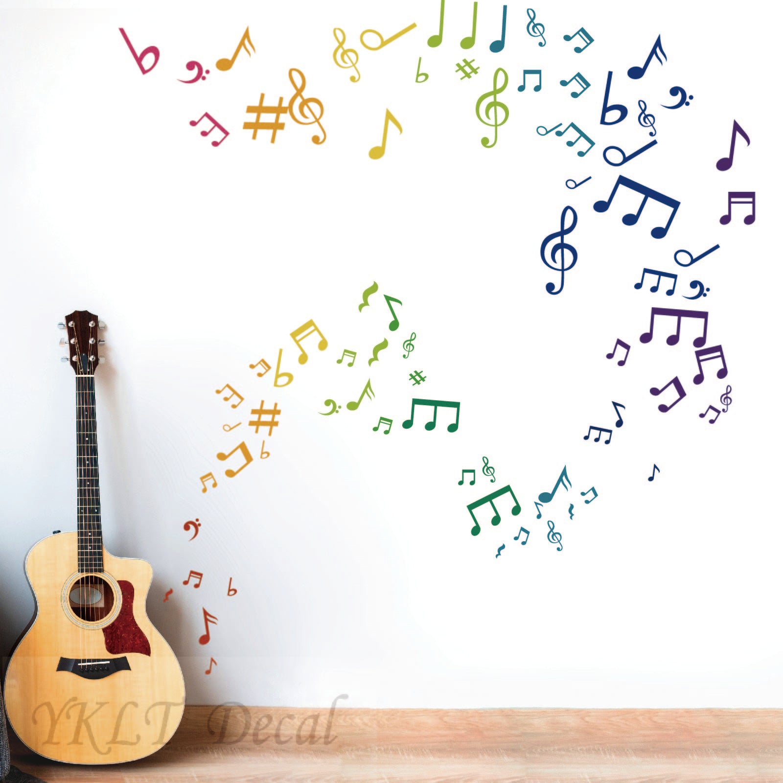 80pcs music note wall decals hand-drawn vinyl stickers for music studio
