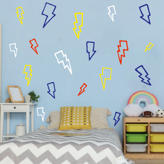 Lightning bolt wall decals superhero thunder stickers for boys room
