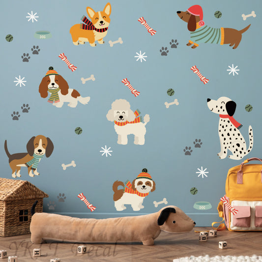 Personalized dog breed wall stickers watercolor design for baby bedroom
