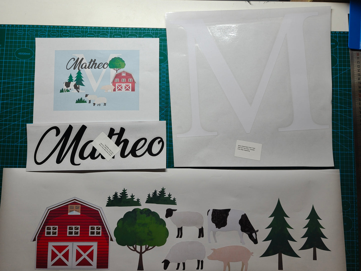 Gender neutral farm animal wall decals personalized name stickers for nursery
