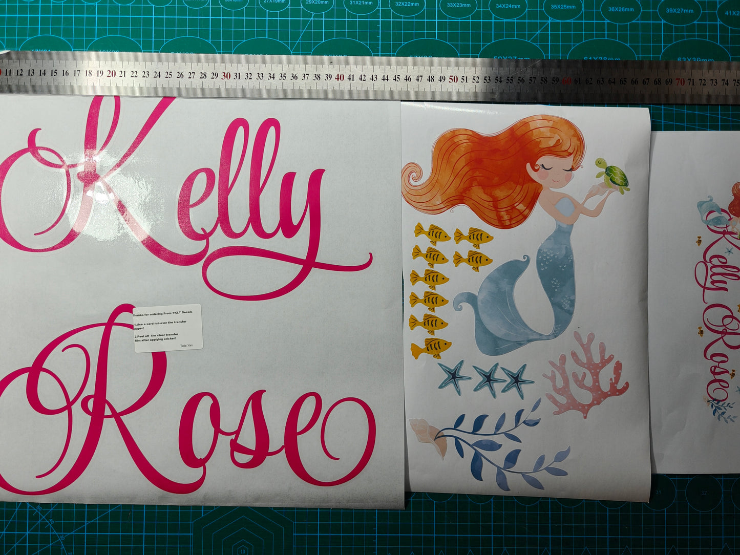 Baby girl nursery decor little mermaid wall stickers personalized name
