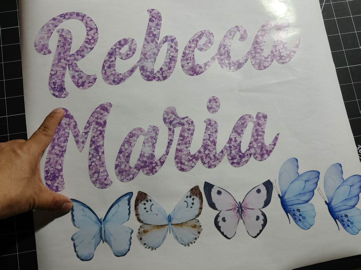 Elegant butterfly nursery wall art personalized name decals with gold letters
