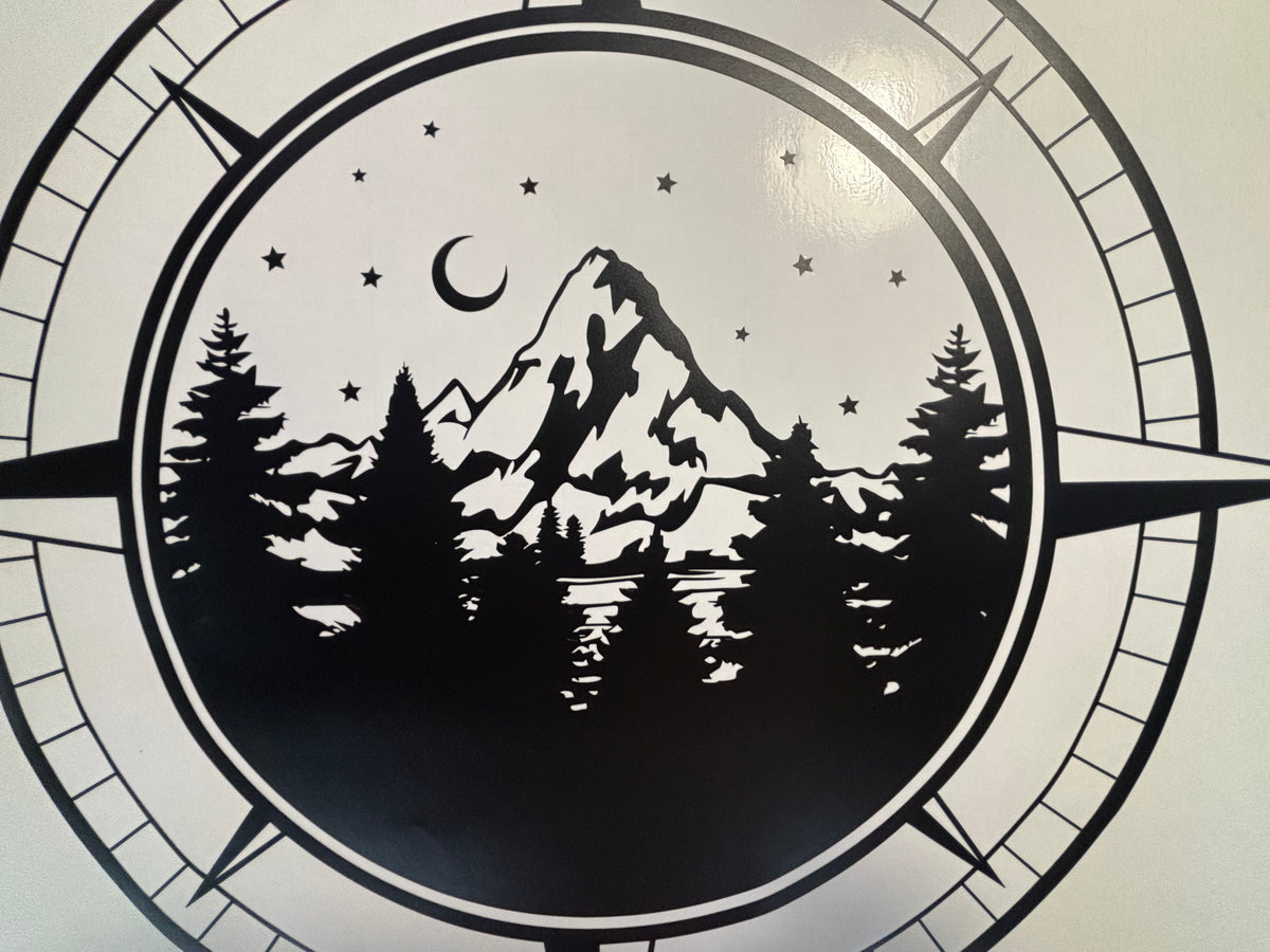 Adventure Compass Mountain Decal for RV, Camper & Car