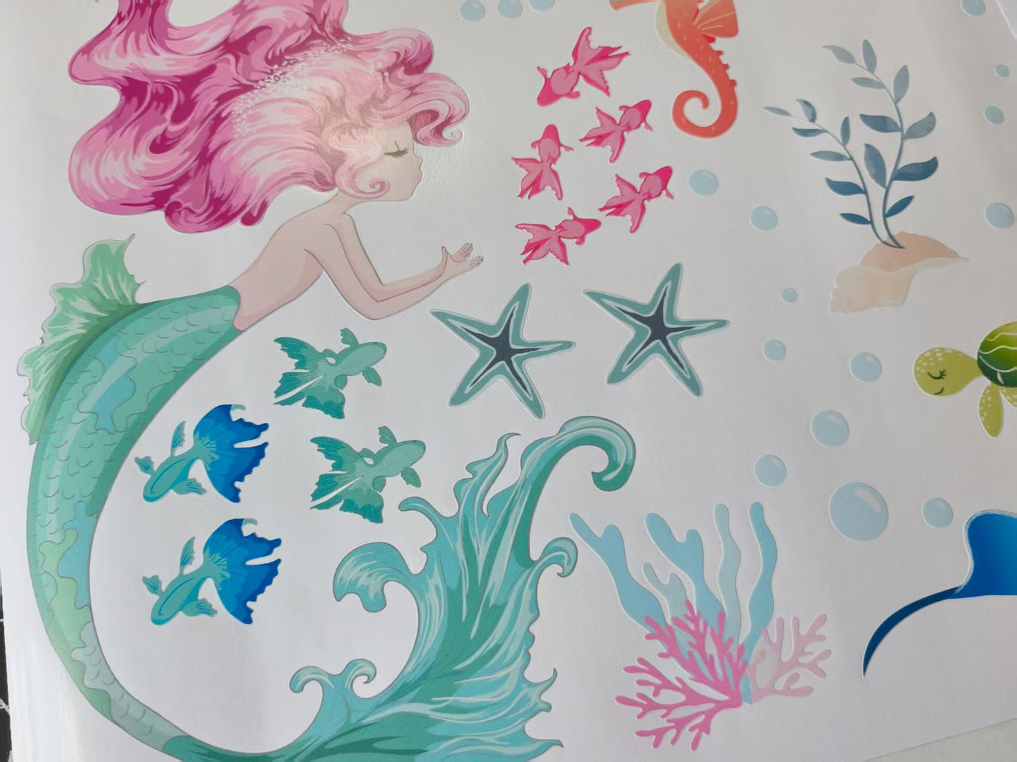 Removable mermaid nursery wall decals underwater theme personalized stickers
