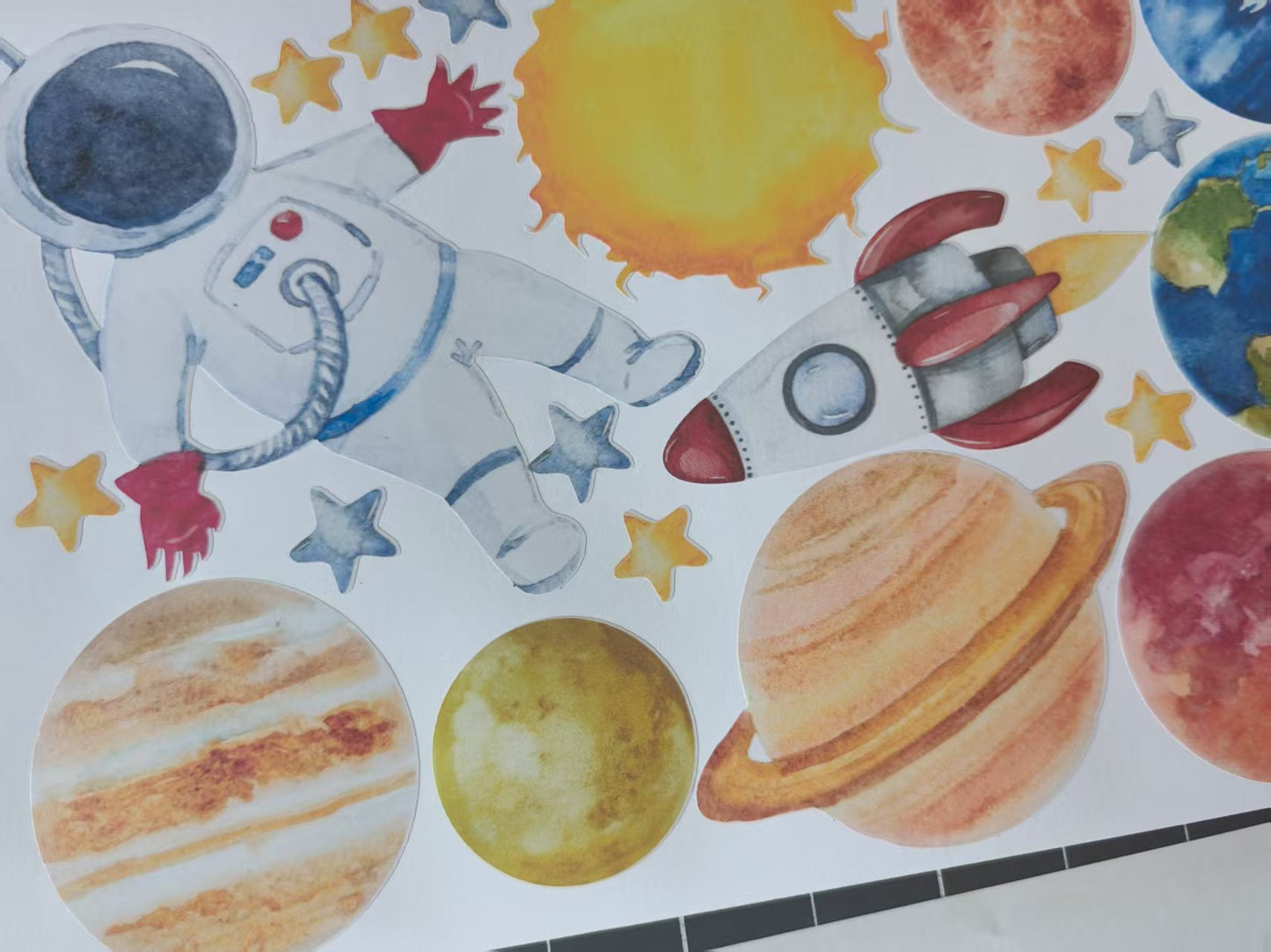 Universe wall stickers personalized name cosmic theme for kids playroom
