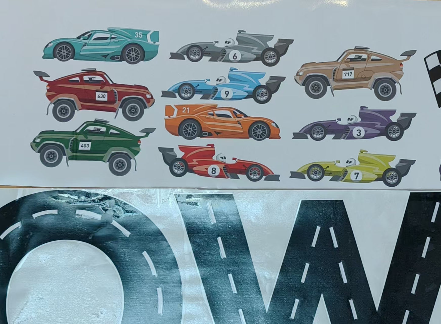 Racing theme wall stickers personalized sports car for kids playroom
