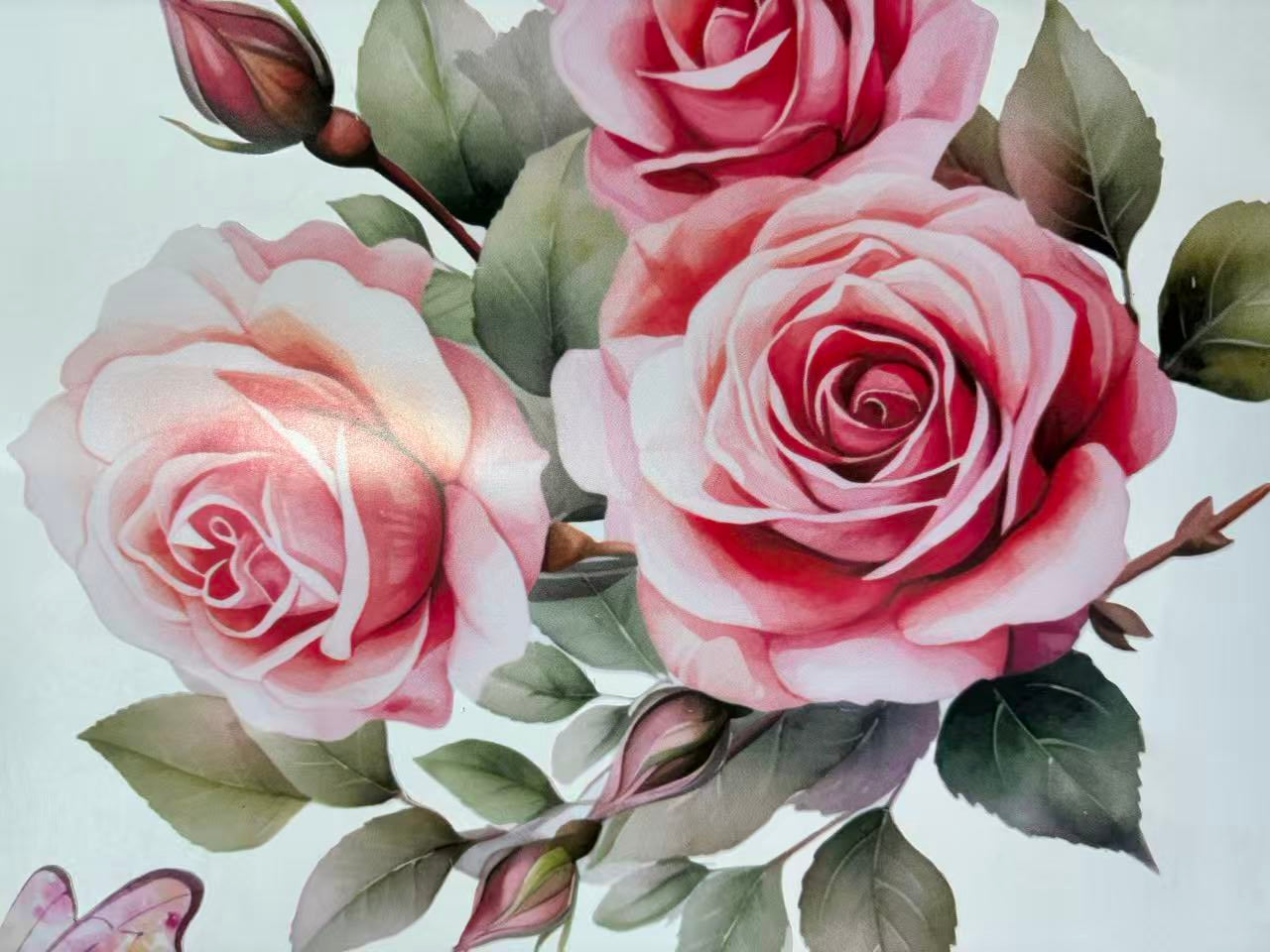 Girls nursery wall art personalized name with pink roses custom colors
