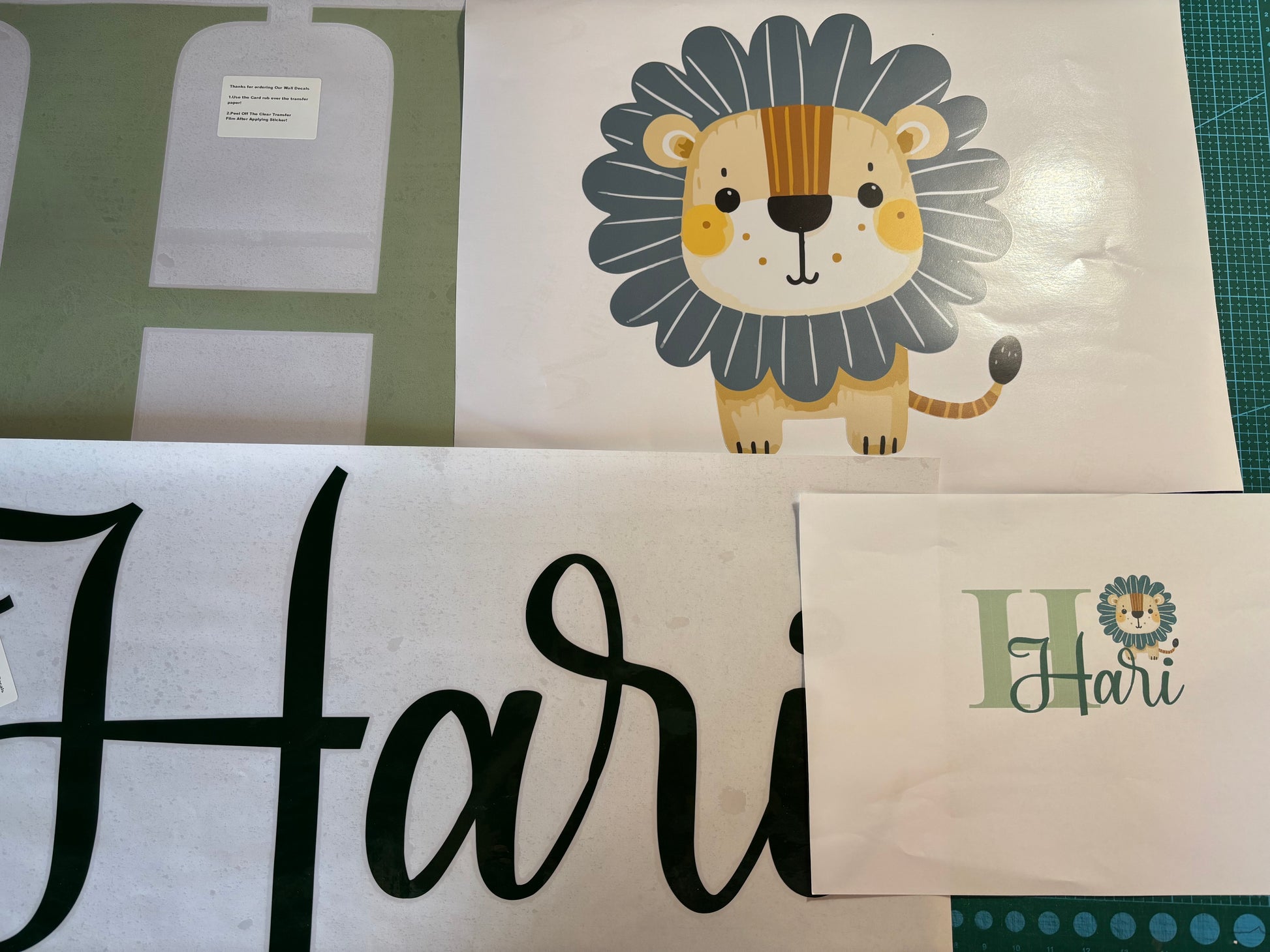 Safari animal wall decor lion stickers personalized name for kids room
