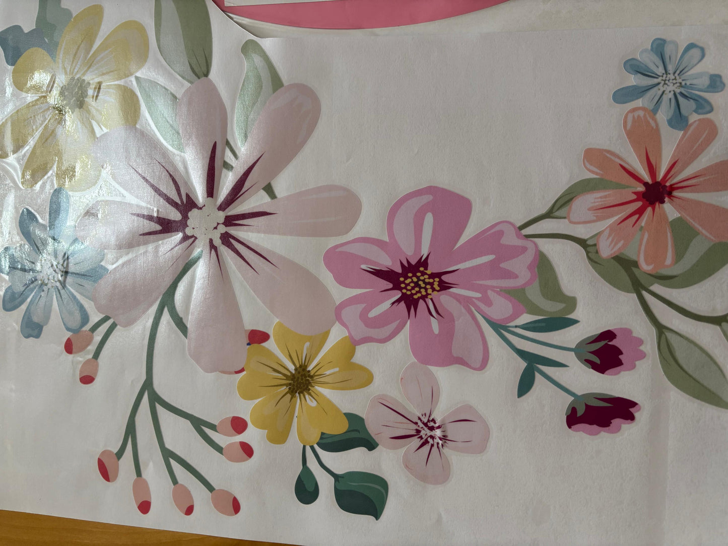 Floral wall stickers with custom name for baby girl bedroom
