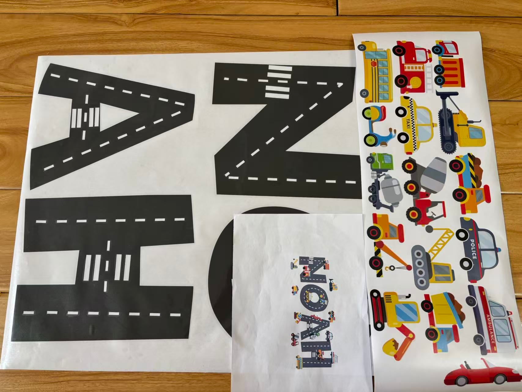 Kids playroom decor transportation wall decals cars trucks custom name
