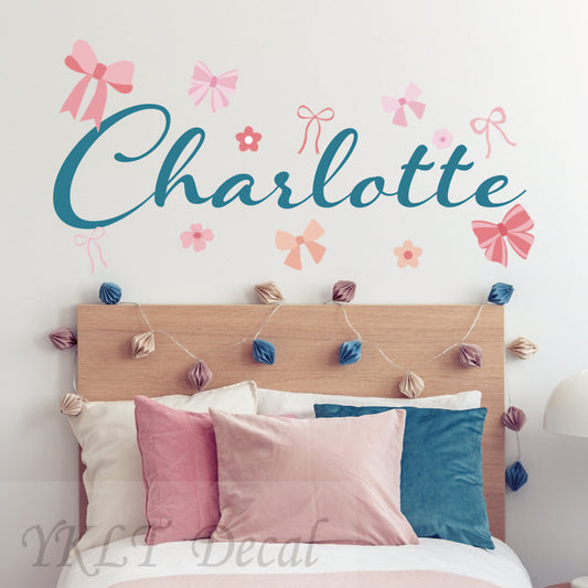 Personalized floral nursery wall stickers dreamy kids room name decor
