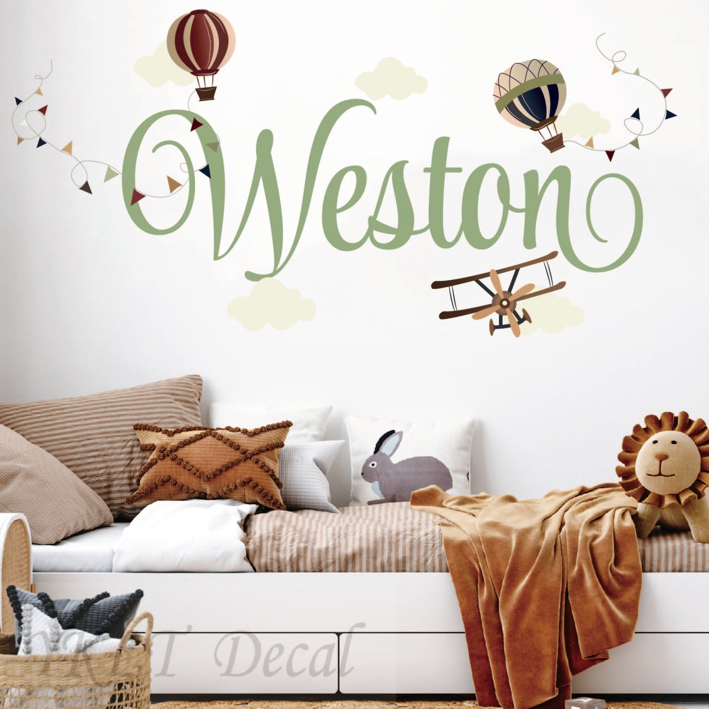 Peel and stick hot air balloon wall decals removable nursery playroom decoration
