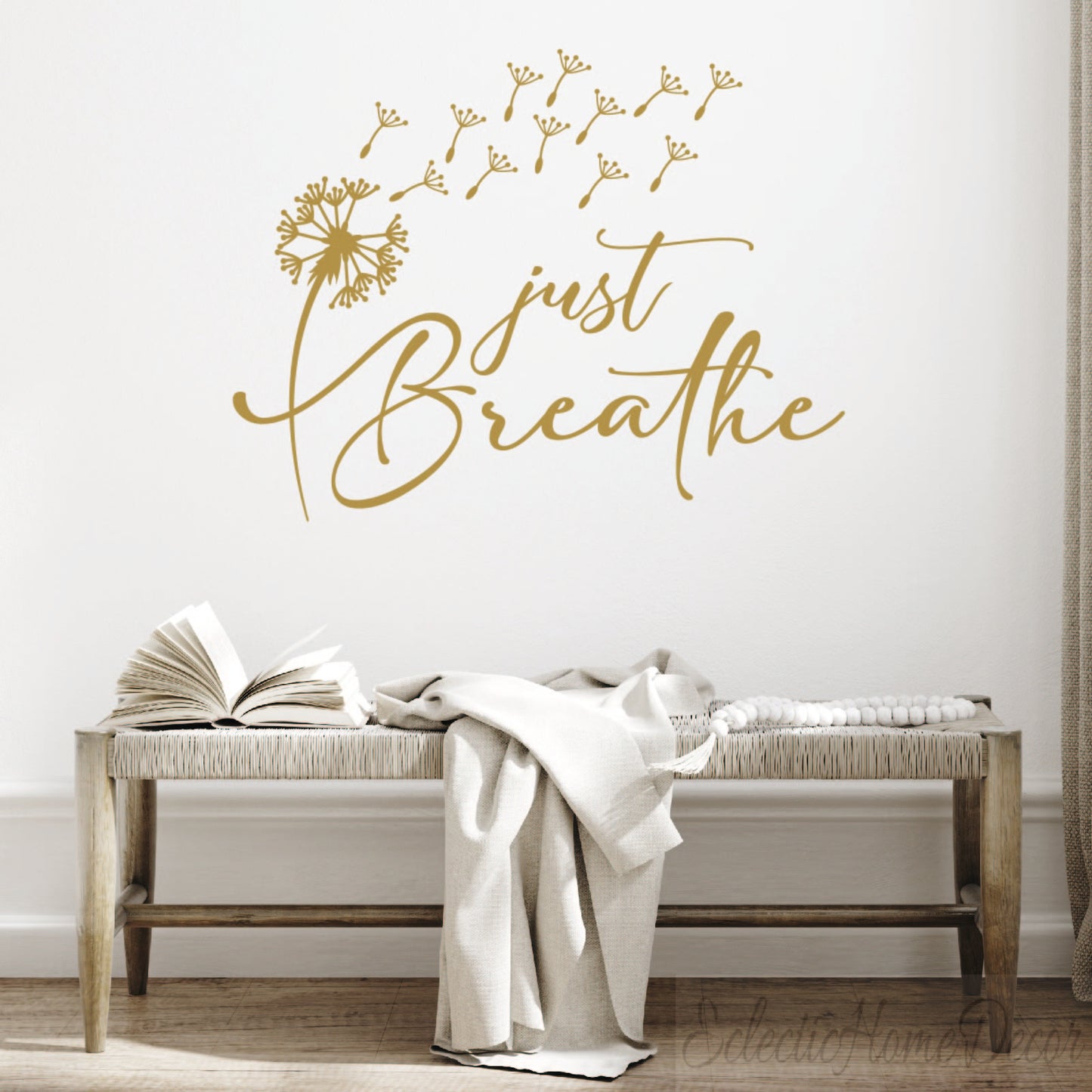 Inspirational wall stickers with just breathe message for bedroom
