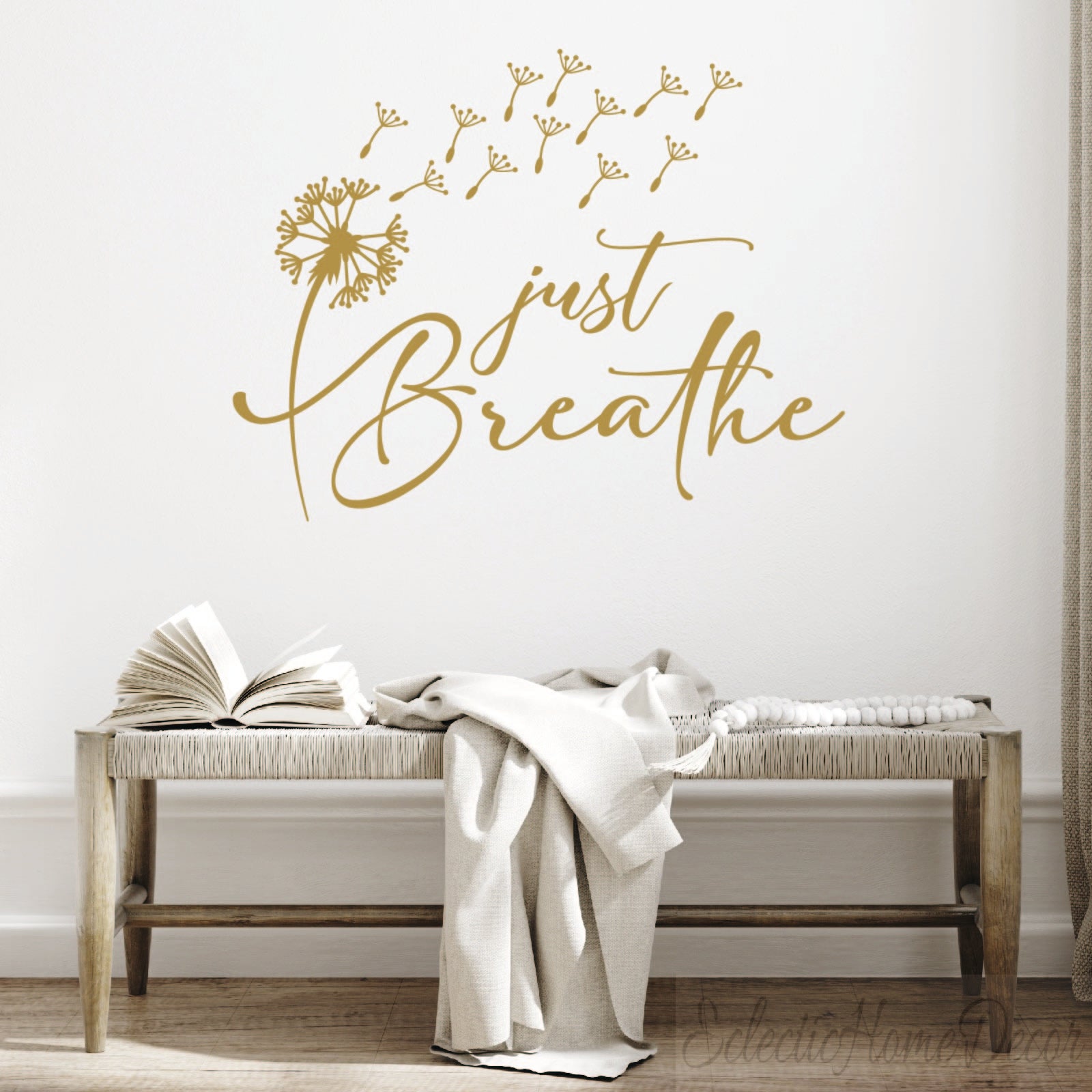 Inspirational wall stickers with just breathe message for bedroom

