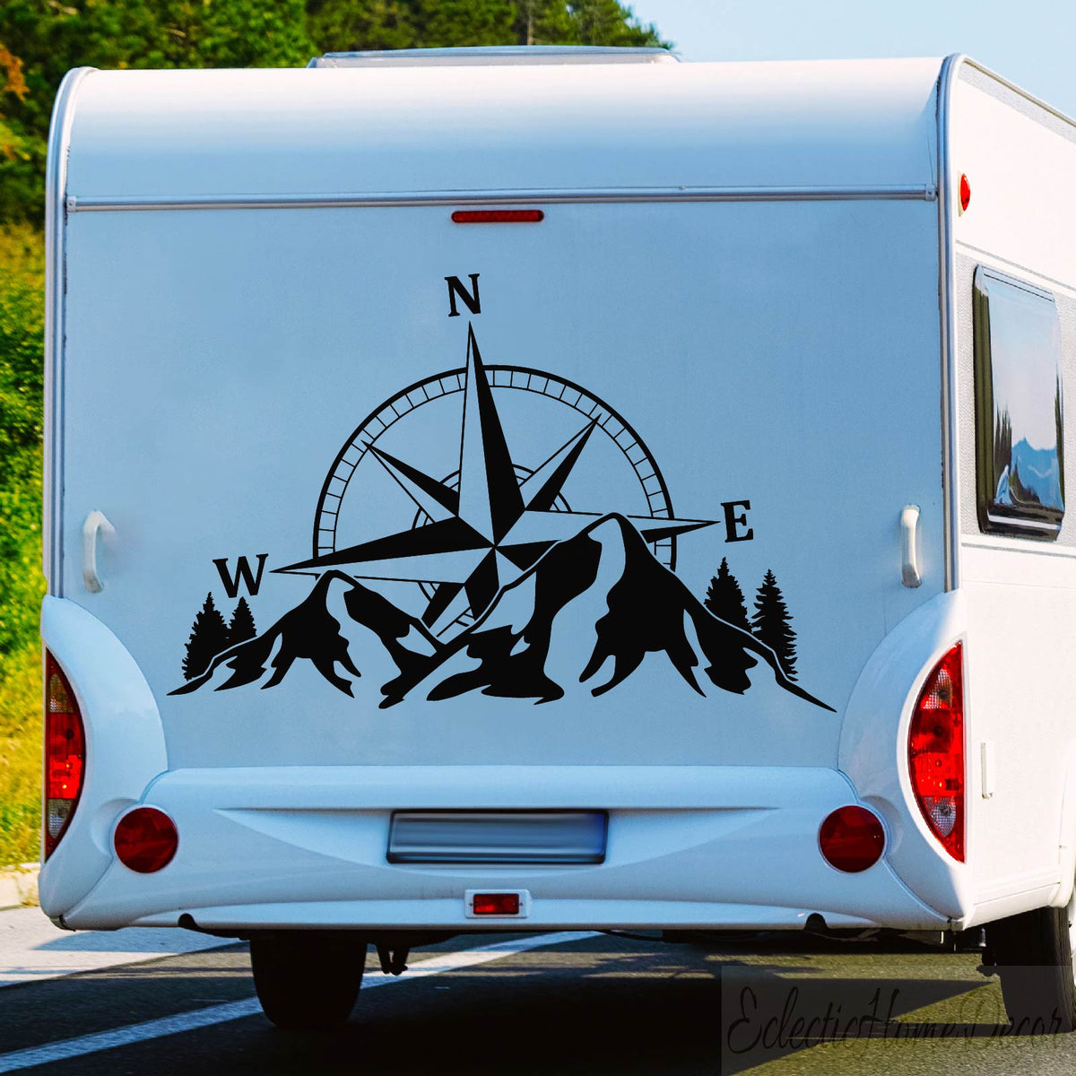 Motorhome Compass Mountain Decal for RV, Camper & Car