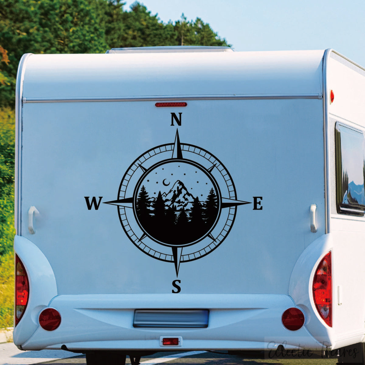 Adventure Compass Mountain Decal for RV, Camper & Car