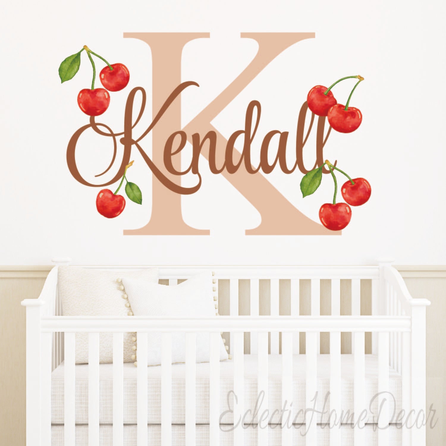Personalized red cherry wall stickers sweet fruit design for baby girl room
