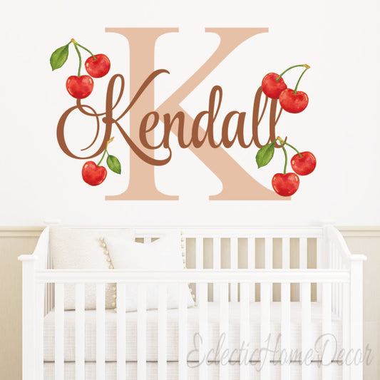 Personalized red cherry wall stickers sweet fruit design for baby girl room
