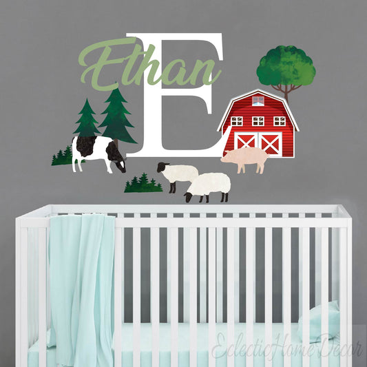 Peel and stick farm animal wall decals removable nursery bedroom decoration
