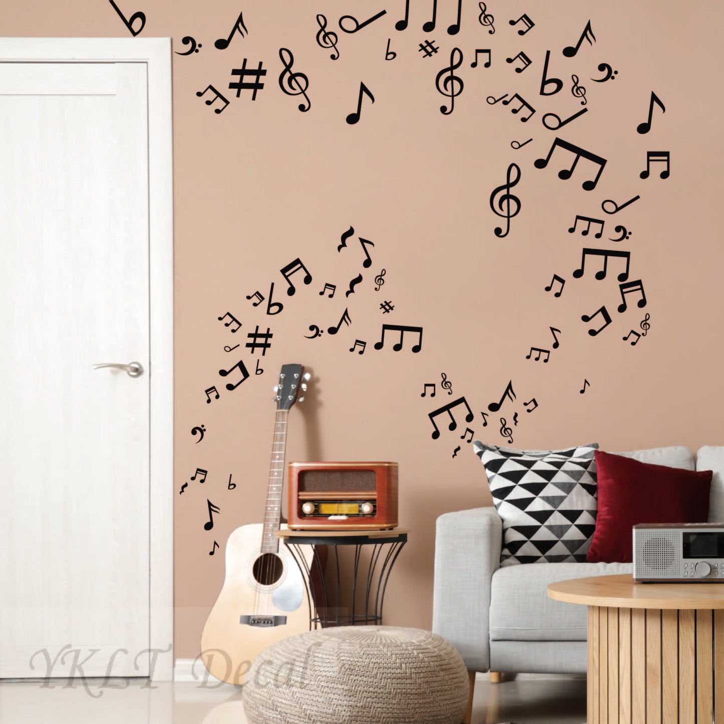 Music note wall stickers for classroom dance room bedroom decor
