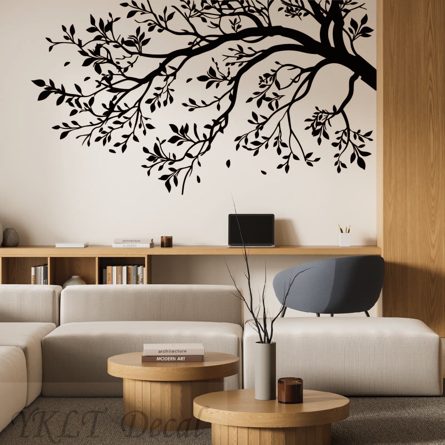 Black tree wall art decal for kids room and nursery easy application
