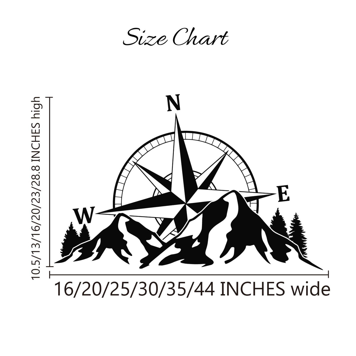 Motorhome Compass Mountain Decal for RV, Camper & Car