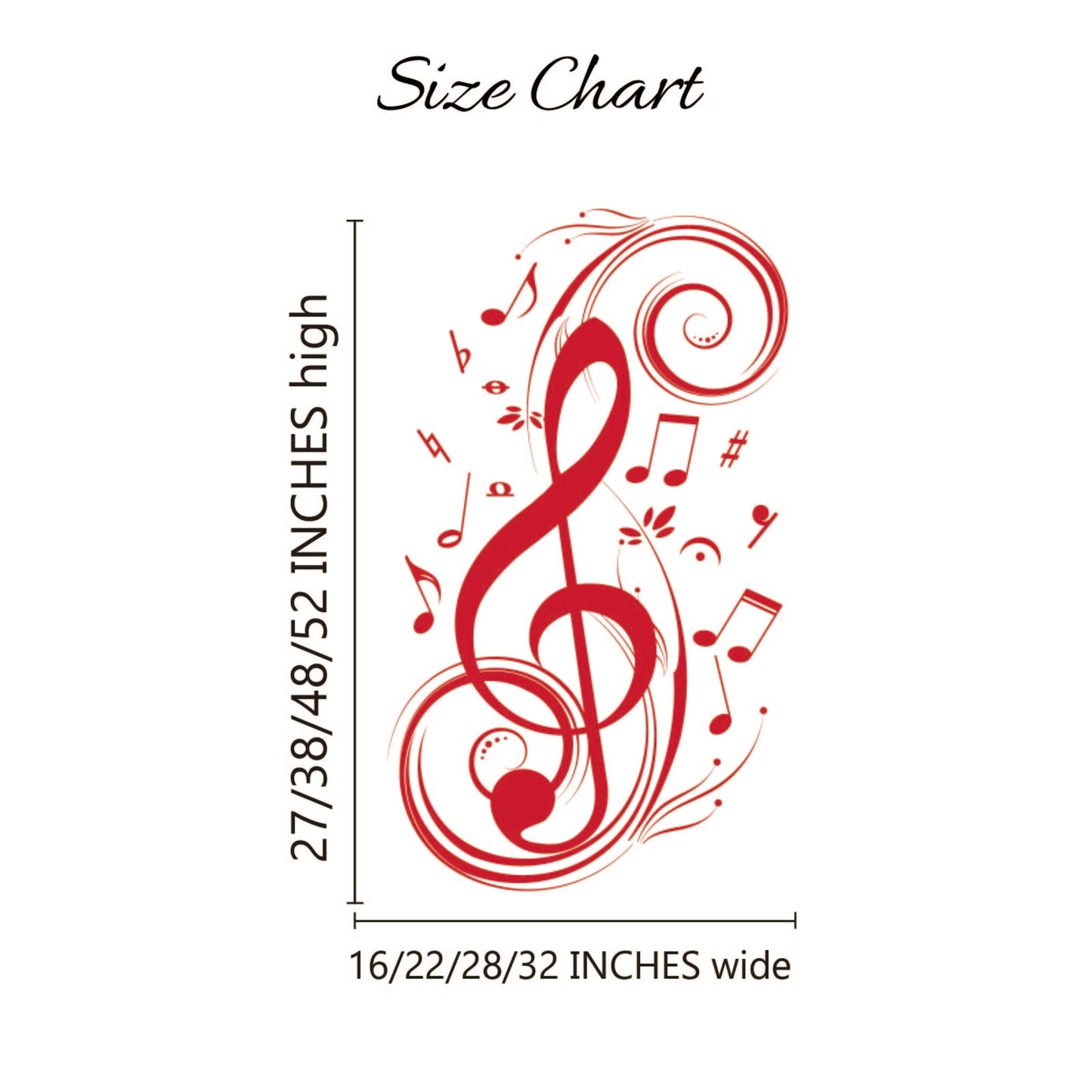 Music wall art vinyl stickers musical notes custom colors for studio decor
