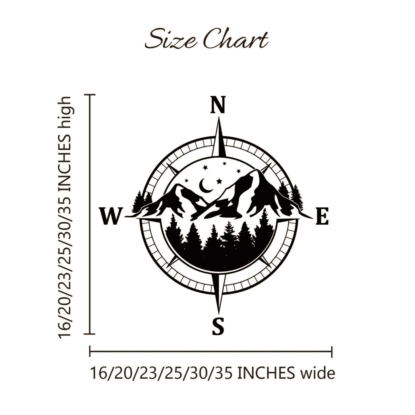 Adventure Compass Mountain Decal for Motorhomes and RVs  Weatherproof Outdoor Vinyl Sticker for Car Hood Window and Camper Van Exterior Decor