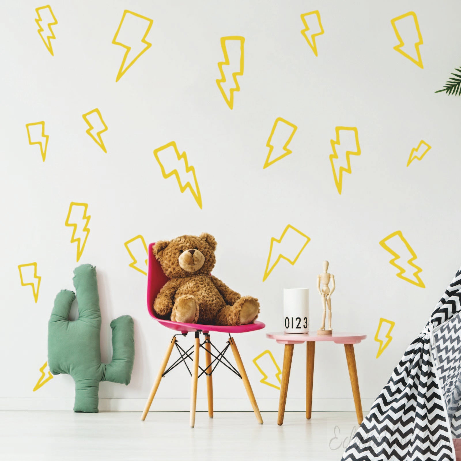 Peel and stick lightning bolt wall decals removable superhero decoration
