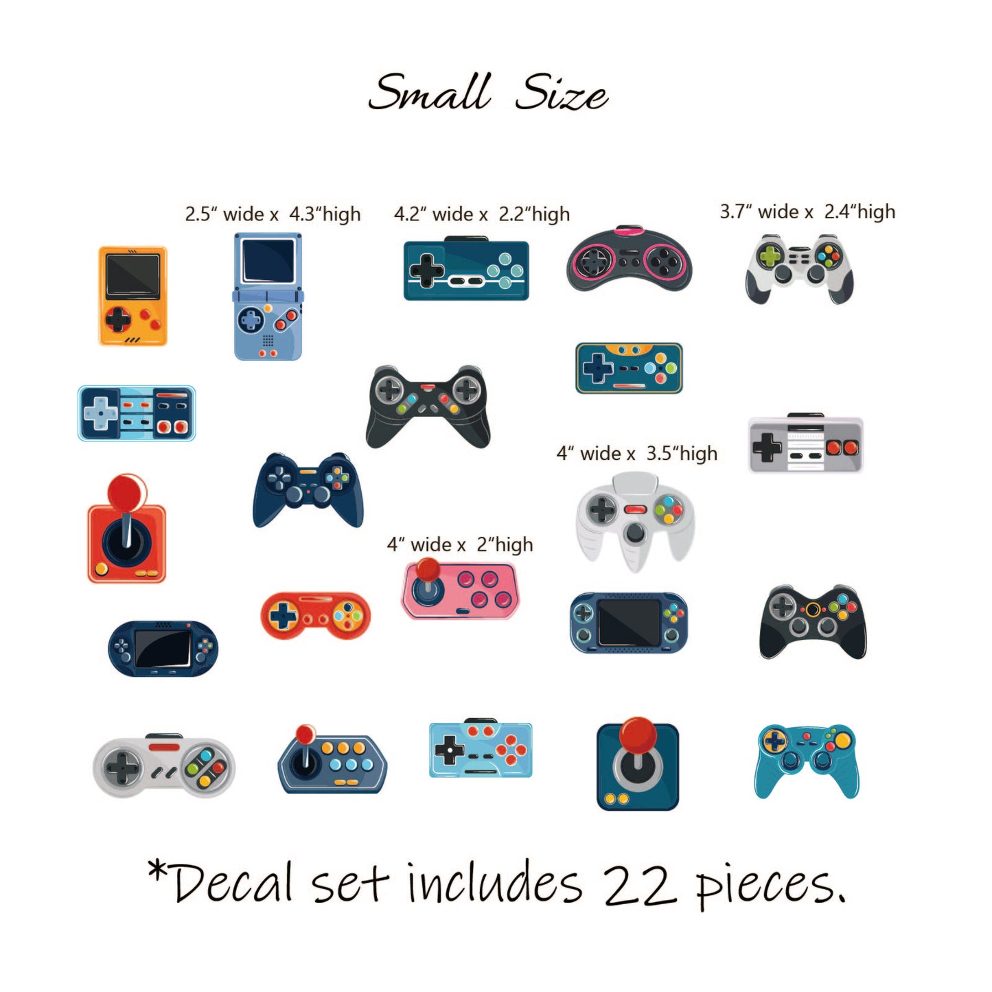 Game Controller Wall Decals - Boys Room Decor Vinyl Video Game Wall Stickers for Nursery Playroom and Apartment Bedroom Decoration