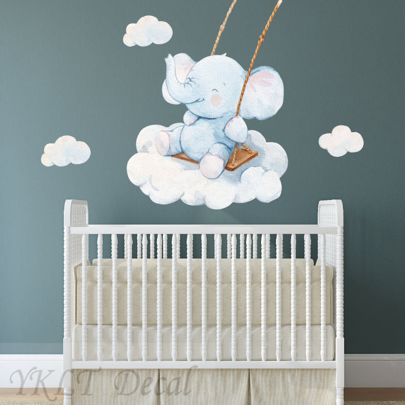 Peel and stick elephant wall decals for kids room playroom decoration
