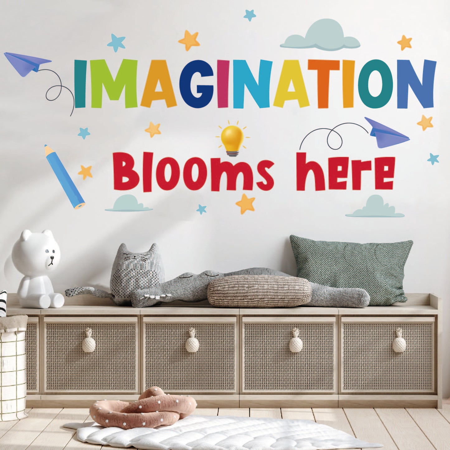 Inspirational Wall Decals for Kids – Motivational Quotes Nursery & Playroom Stickers, Bedroom Door Decor, Classroom & Art Room Peel-and-Stick Decoration.