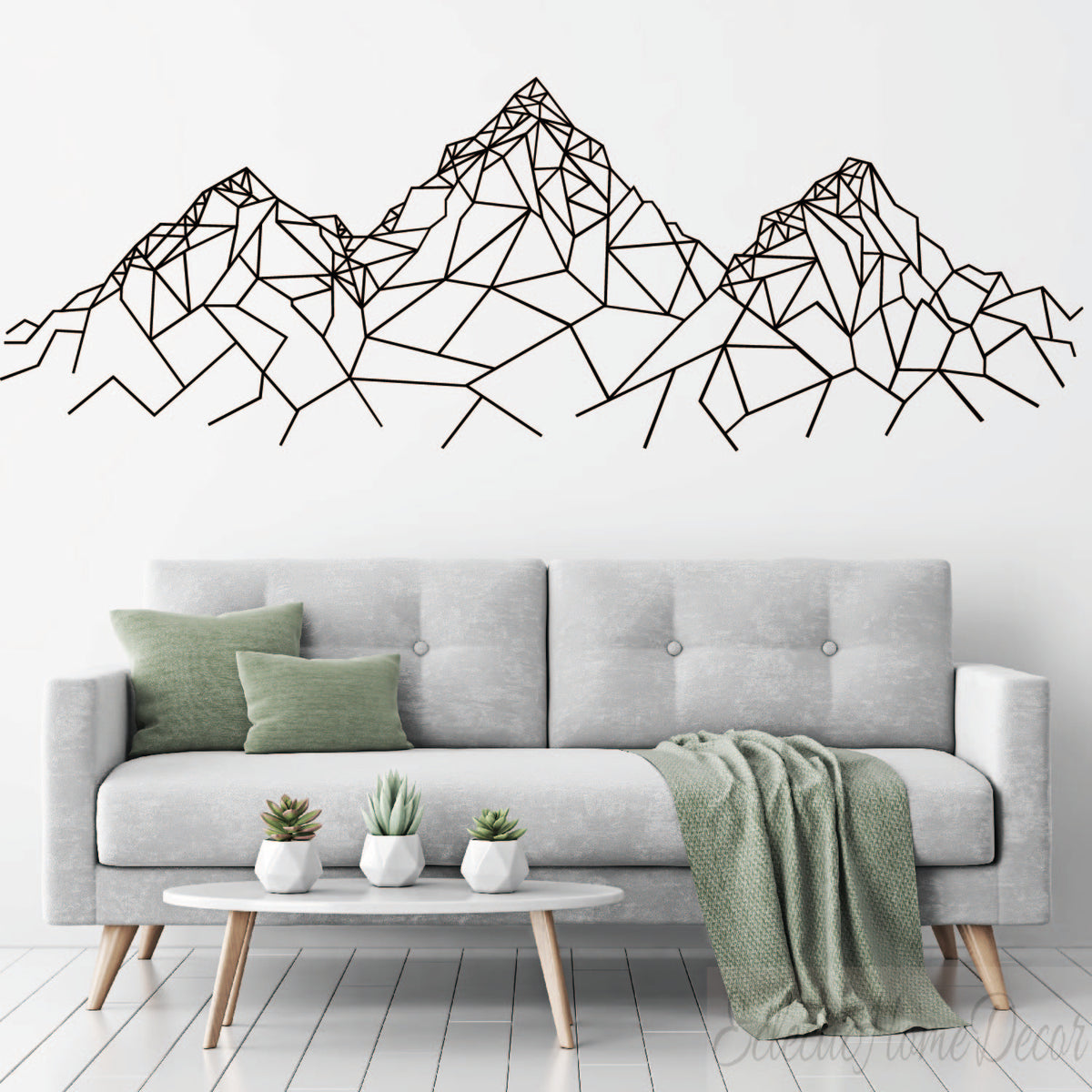 Geometric Mountain Wall Decals - Modern Line Art Vinyl Stickers