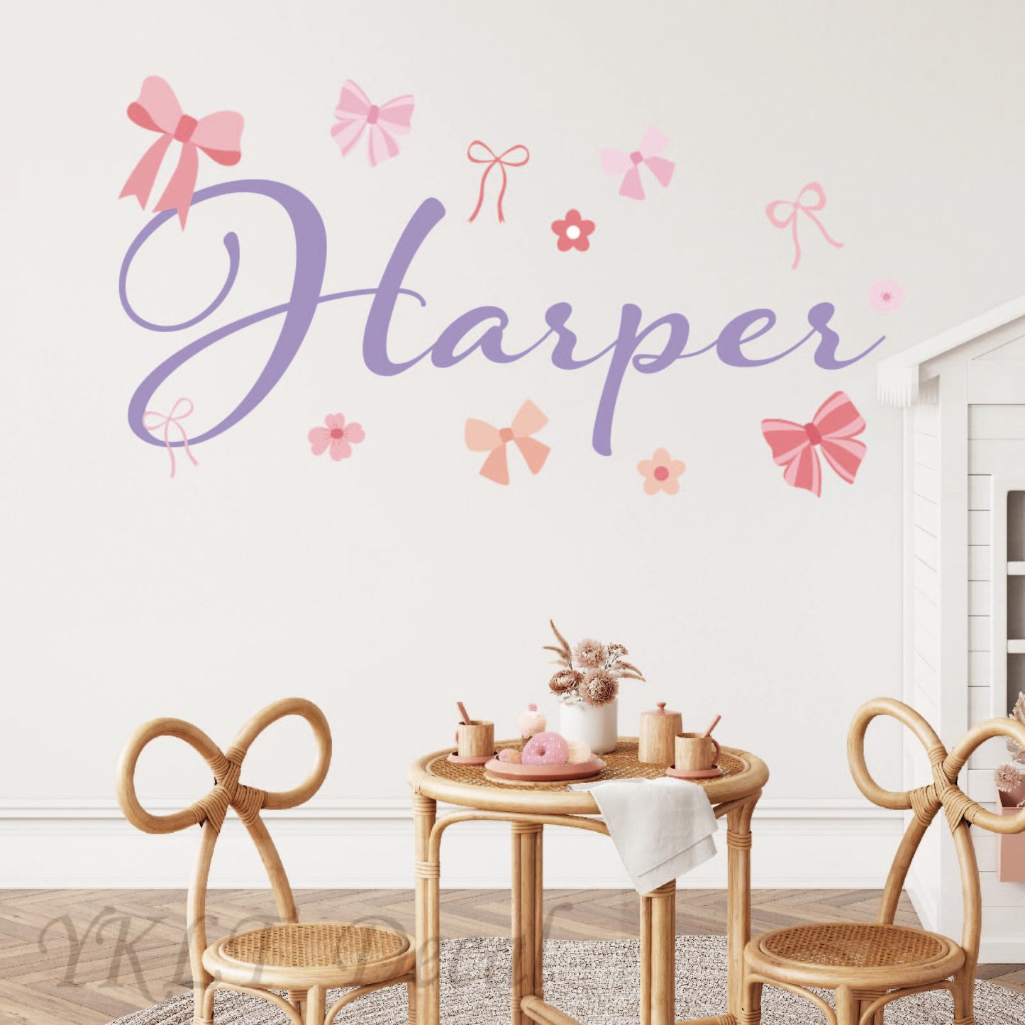 Peel and stick floral wall decals removable girls bedroom decoration
