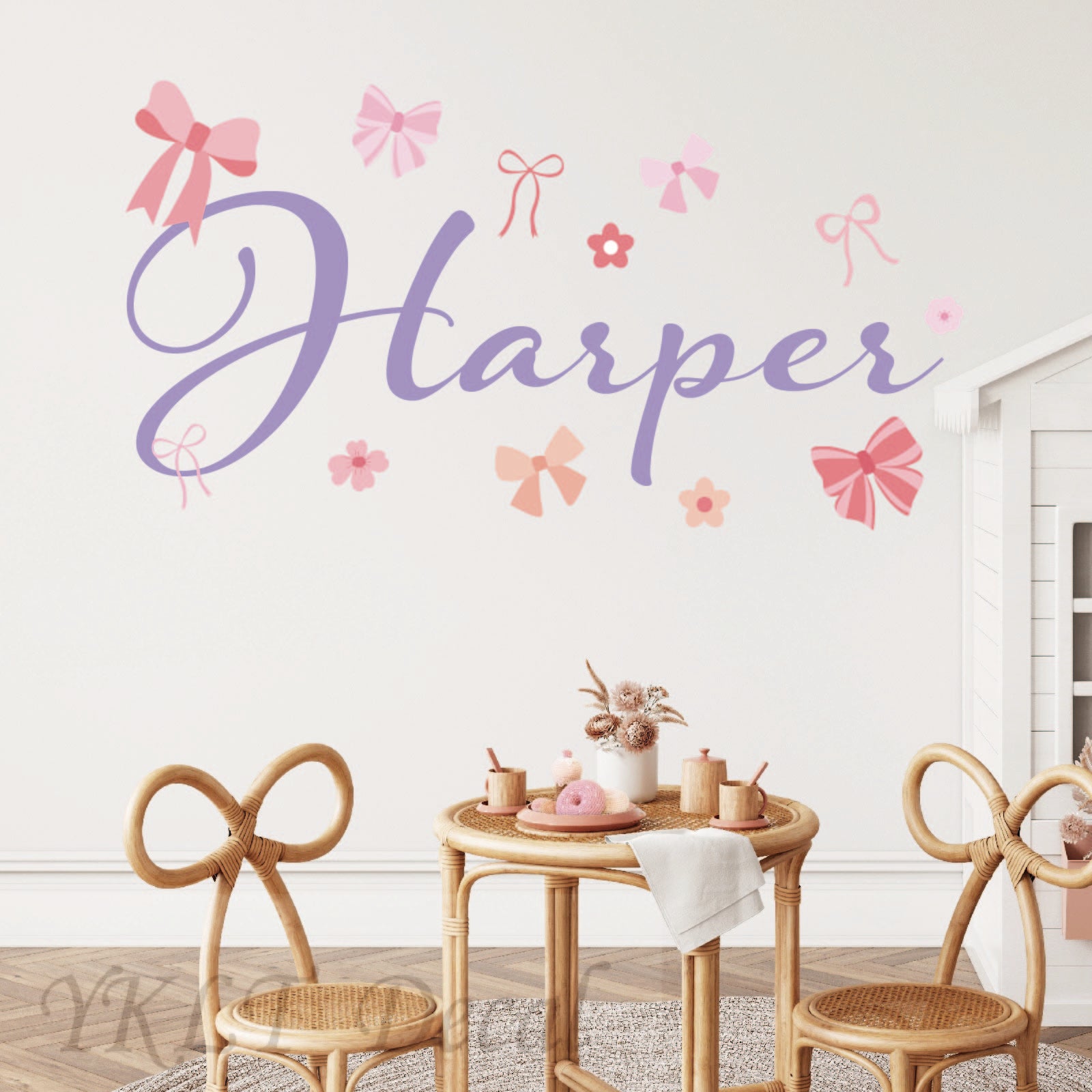 Peel and stick floral wall decals removable girls bedroom decoration
