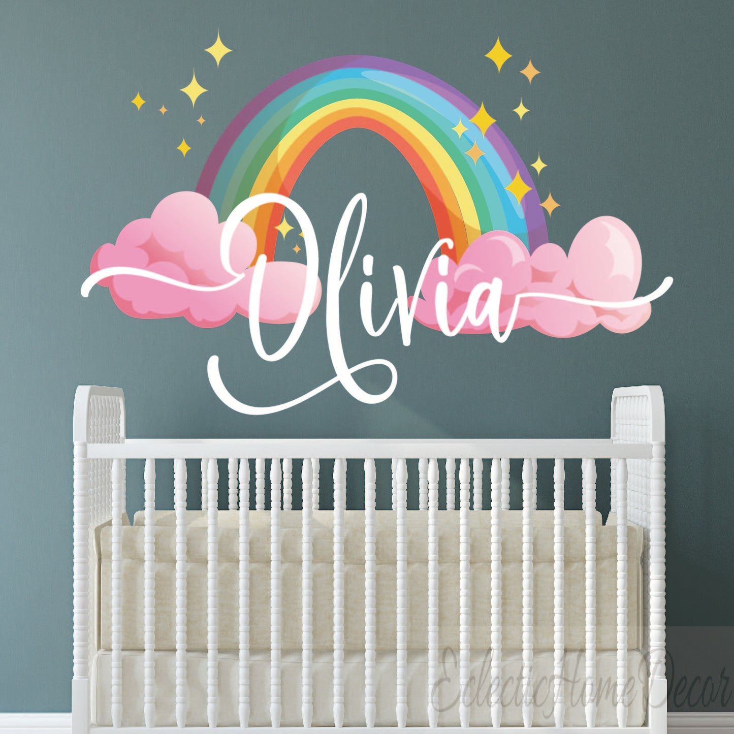 Peel and stick rainbow wall decals removable nursery decoration
