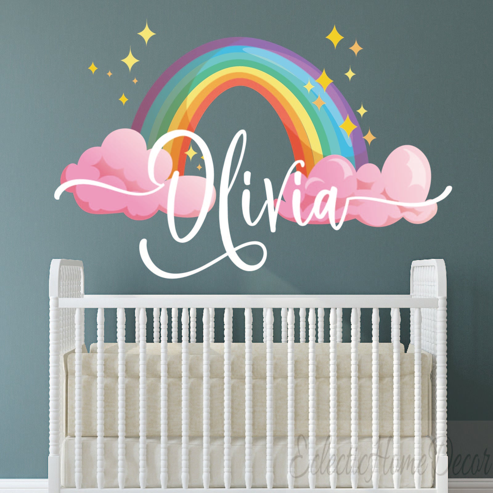 Peel and stick rainbow wall decals removable nursery decoration
